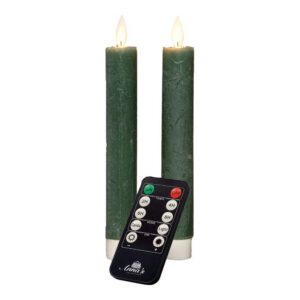 2 stuks LED dinerkaars Jade Groen 18cm + afstandsbediening - LED Kaarsen met afstandsbediening