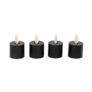 Anna's Collection LED uitbreidingsset waxinelicht met timer zwart 4 stuks - LED Kaarsen oplaadbaar