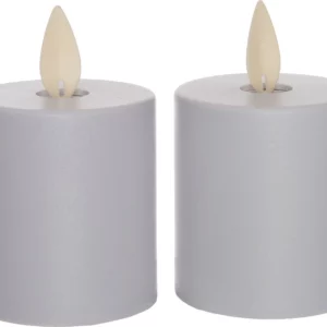 Anna's Collection LED waxinelicht met bewegende vlam wit D 5 H 5 cm 2 stuks
