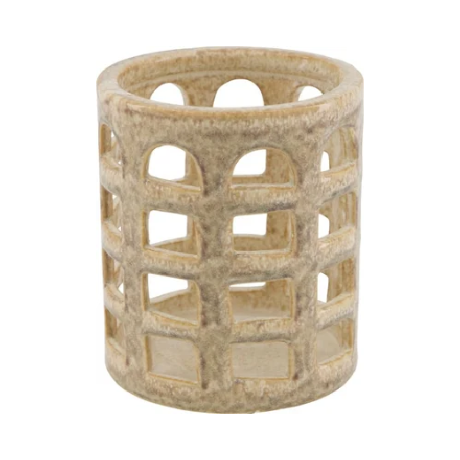 Beige keramieken windlicht Beige keramieken windlicht - Kaarsenhouders