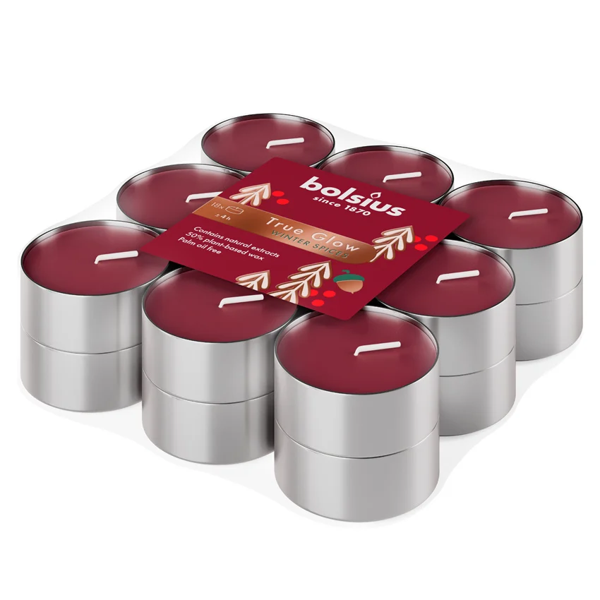 Bolsius geurwaxinelichten True Glow Winter Spices rood 18 stuks Bolsius geurwaxinelichten True Glow Winter Spices rood 18 stuks