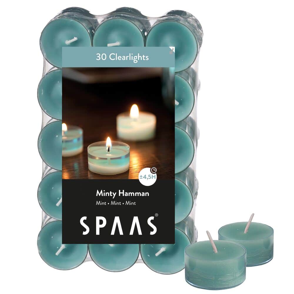 Geurtheelicht 4.5u cc minty hammam 30st - SPAAS Geurtheelicht Minty Hammam (4.5 uur