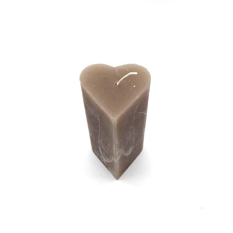 Hart kaars 8x15 cm Taupe - Valentijnsdag - Brynxz