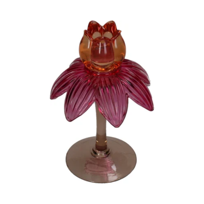 HD Collection kandelaar Flora rood / paars D 11 H 17 cm - Kaarsenhouders