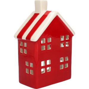 Kaarsenhouder Huisje Rood 12x8x18cm - Kaarsenhouders - DUIF