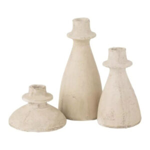 Kandelaar Agora Terracotta Beige 9x9x20cm - Kaarsenhouders - J-Line