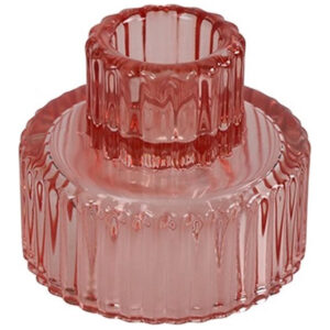 Kandelaar Duette Donkerroze glas 4x4x7cm