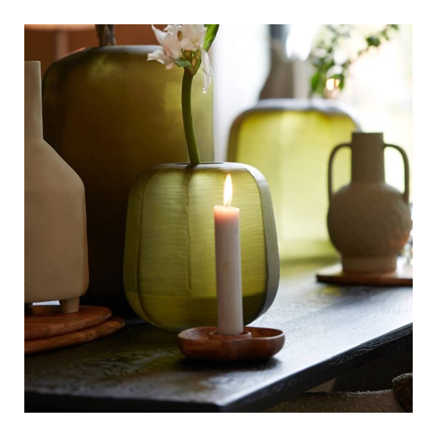 Kandelaar Lagoa hout Bruin Ø14x3cm - light & living Kandelaar Lagoa hout Bruin Ø14x3cm - Kaarsenhouders - light & living