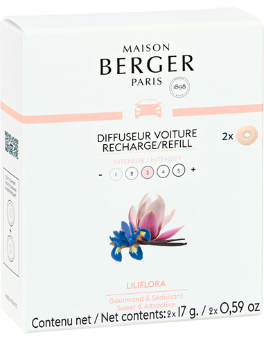 Lampe Berger Autoparfum Navulling Liliflora (2 stuks) Lampe Berger Autoparfum Navulling Liliflora (2 stuks)