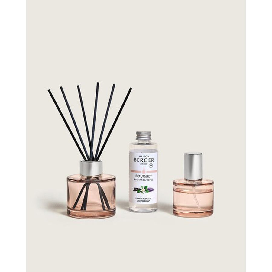 Lampe Berger Duoset Mini Ophélia + Roomspray 50 ml - Lumière Florale Lampe Berger Duoset Mini Ophélia + Roomspray 50 ml - Lumière Florale - Geurstokjes