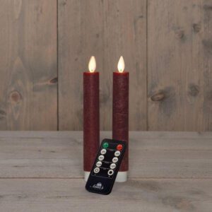 LED dinerkaars Bordeaux 18 cm 2 stuks - LED Kaarsen met afstandsbediening - Anna's Collection