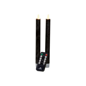 LED dinerkaars Rustiek Zwart 23 cm 2 stuks - LED Dinerkaarsen - Anna's Collection