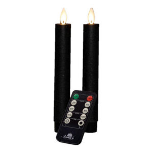 LED dinerkaars Zwart 18 cm 2 stuks - LED Kaarsen met afstandsbediening - Anna's Collection