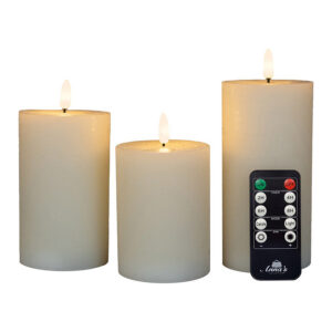 LED stompkaars Ivoor 15 cm 3 stuks - LED Stompkaarsen - Anna's Collection - Wit