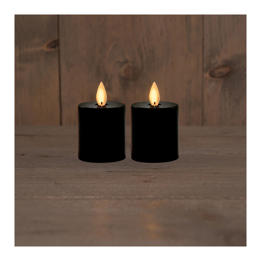 LED stompkaars Zwart 4.5x8cm 2 stuks - Anna's Collection LED stompkaars Zwart 4.5x8cm 2 stuks - LED Stompkaarsen - Anna's Collection