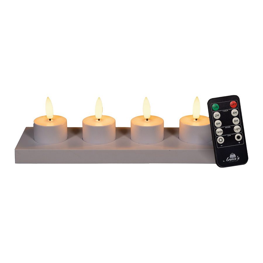 LED theelichtje Inductie Wit 4 stuks - Anna's Collection LED theelichtje Inductie Wit 4 stuks - LED Kaarsen met afstandsbediening - Anna's Collection