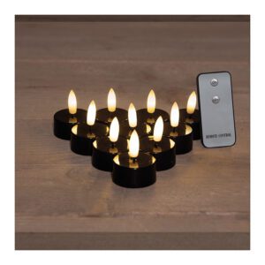 LED theelichtje Zwart Ø3.5 cm 10 stuks - LED Kaarsen met afstandsbediening - Anna's Collection