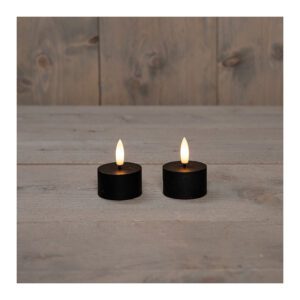 LED theelichtje Zwart 4x5cm 2 stuks - LED Theelichtjes - Anna's Collection