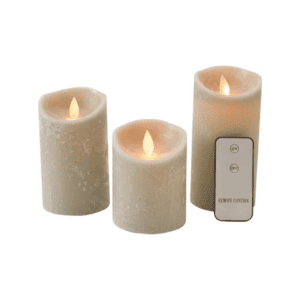 Licht Grijze / Taupe LED stompkaars met timer Rustiek H10