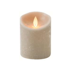 Licht Grijze / Taupe LED stompkaars Rustiek - LED Stompkaarsen