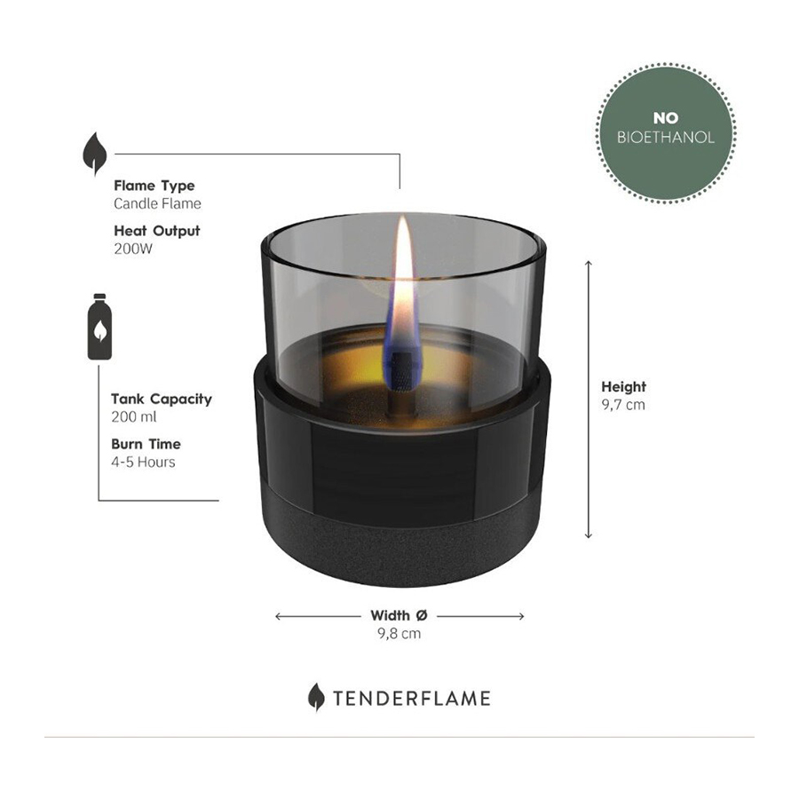 Sfeerhaard Rosie Smoke Zwart 10 - Tenderflame Sfeerhaard Rosie Smoke Zwart 10 - Buitenkaarsen - Tenderflame