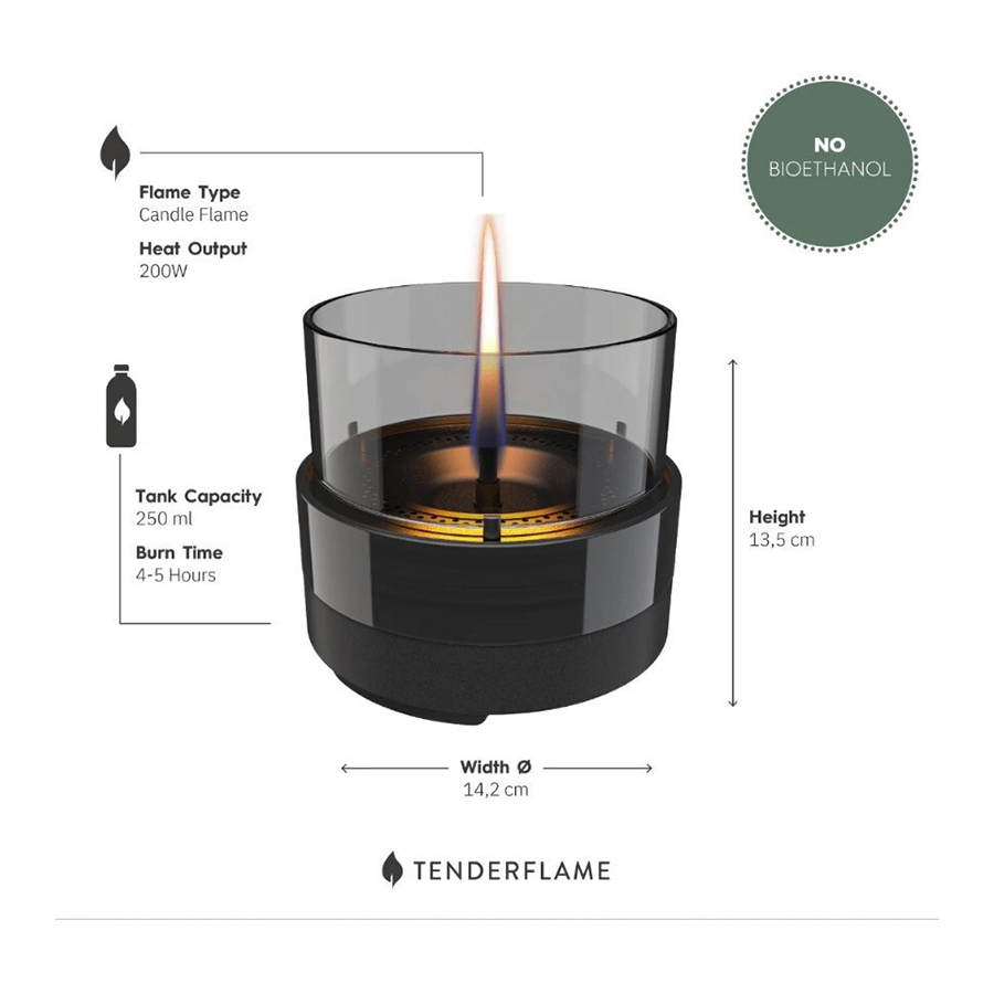 Sfeerhaard Rosie Smoke Zwart 14 - Tenderflame Sfeerhaard Rosie Smoke Zwart 14 - Buitenkaarsen - Tenderflame