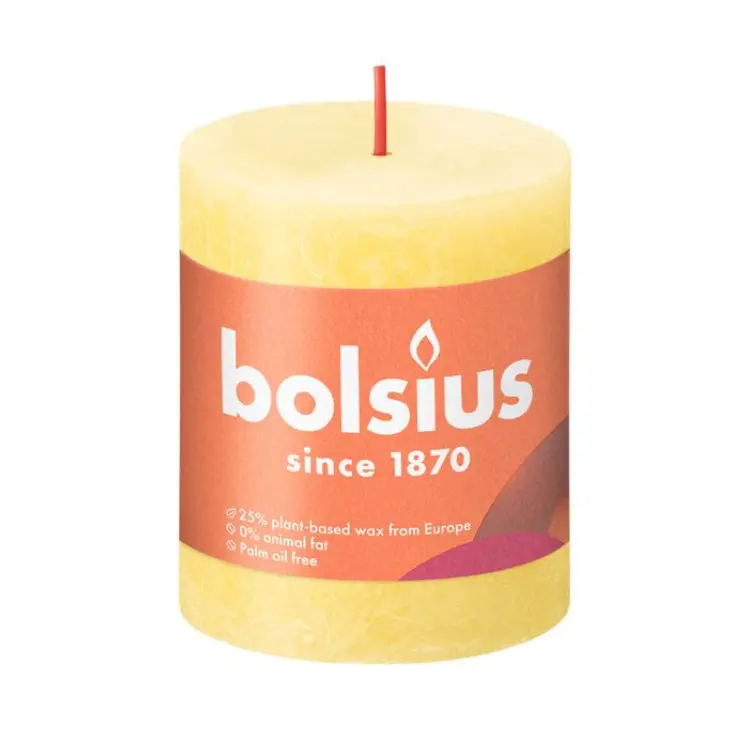 STOMPKAARS RUST. 80X68MM GEEL - Bolsius STOMPKAARS RUST. 80X68MM GEEL