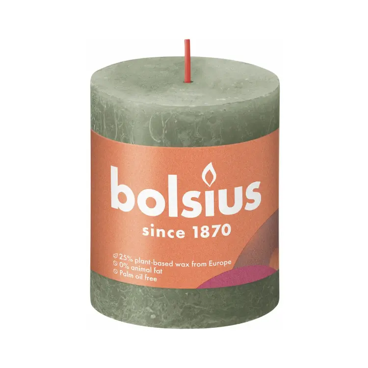 STOMPKAARS RUST. 80X68MM OLIJF - Bolsius STOMPKAARS RUST. 80X68MM OLIJF