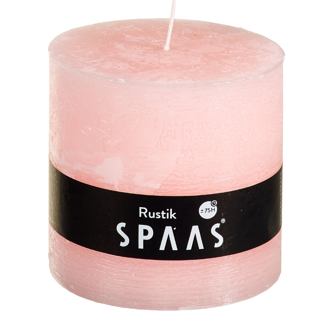 Stompkaars rustiek d10h10cm lichtroze - SPAAS Stompkaars Rustiek 10x10 Lichtroze