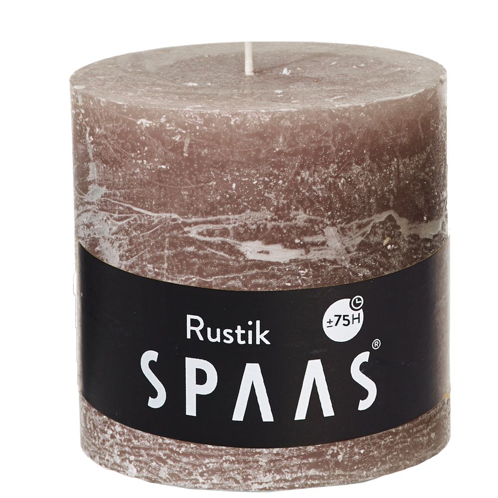 Stompkaars rustiek d10h10cm taupe - SPAAS Stompkaars Rustiek 10x10 Taupe