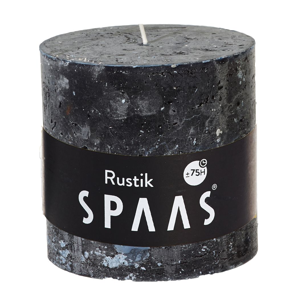 Stompkaars rustiek d10h10cm zwart - SPAAS Stompkaars Rustiek 10x10 Zwart