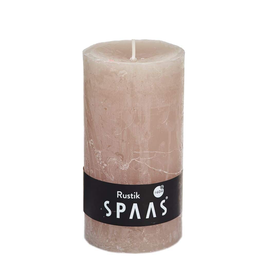 Stompkaars rustiek d7h13cm beige - SPAAS Stompkaars Rustiek 7x13 Beige