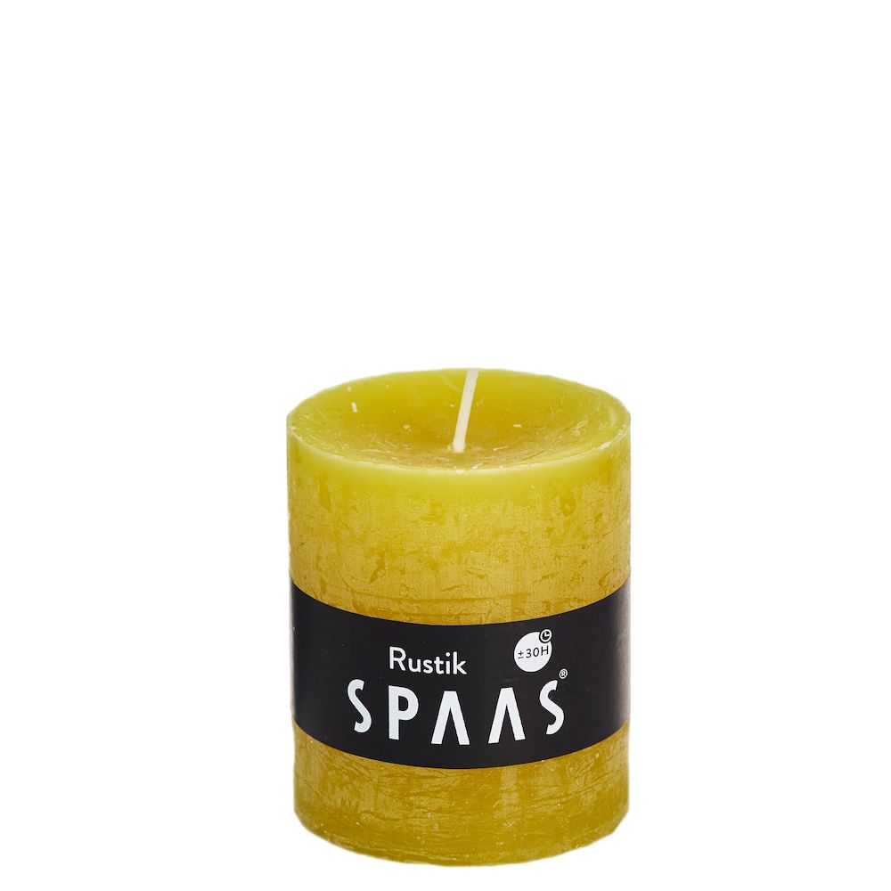 Stompkaars rustiek d7h8 herfstgeel - SPAAS Stompkaars Rustiek 7x8 Herfstgeel