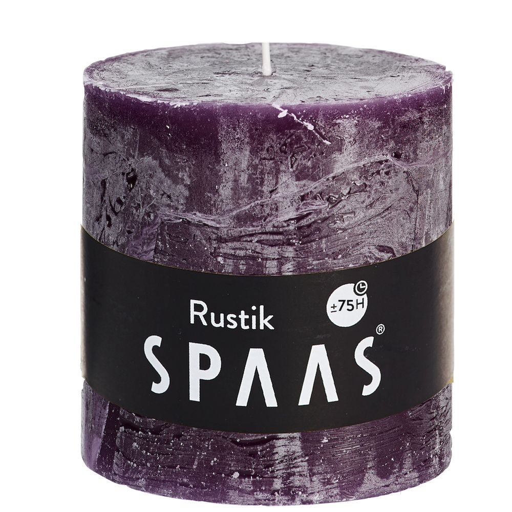 Stompkaars rustiek d10h10cm aubergine - SPAAS Stompkaars rustiek d10h10cm aubergine