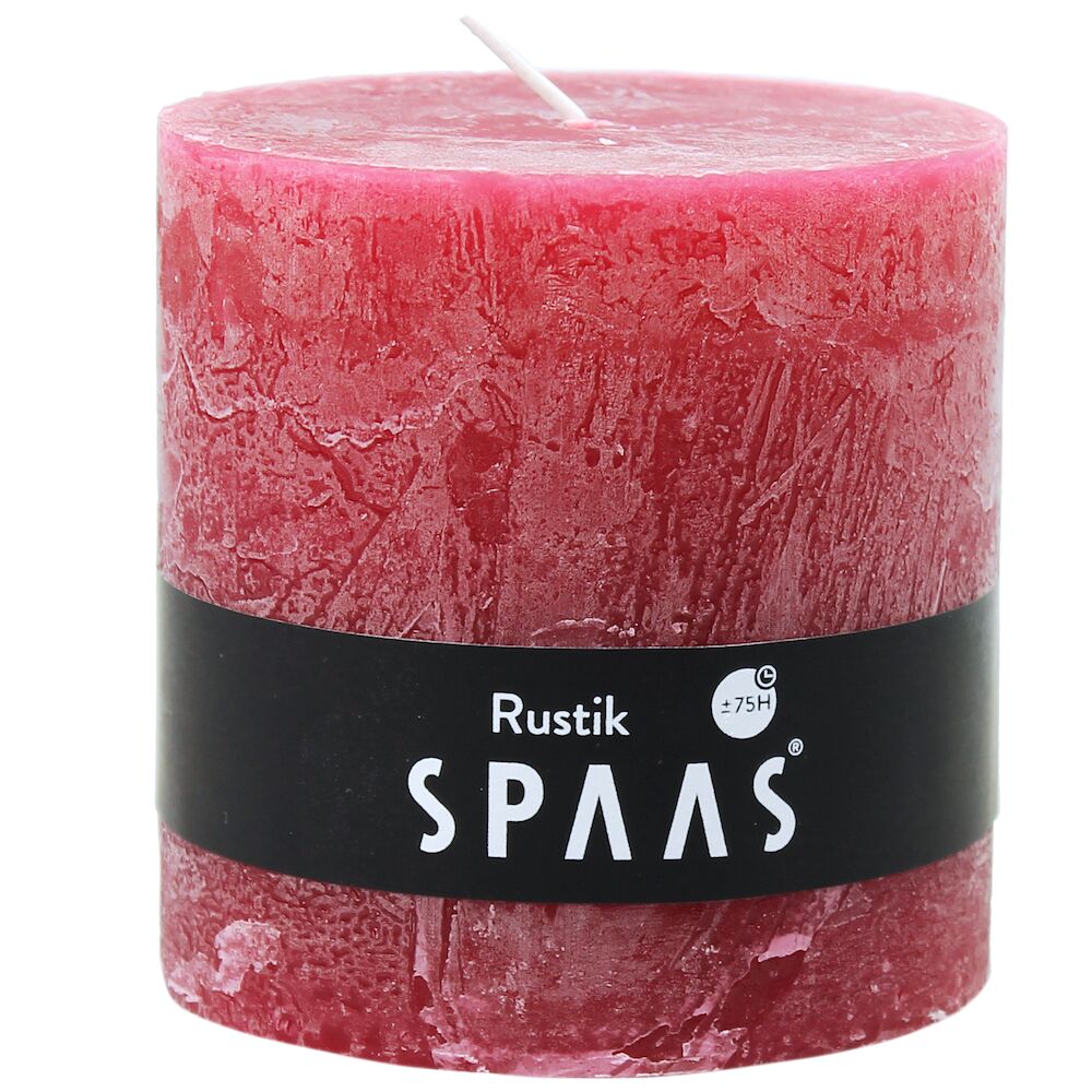 Stompkaars rustiek d10h10cm kraal rood - SPAAS Stompkaars rustiek d10h10cm kraal rood