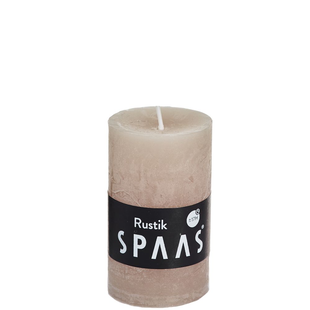 Stompkaars rustiek d5h8cm beige - SPAAS Stompkaars rustiek d5h8cm beige