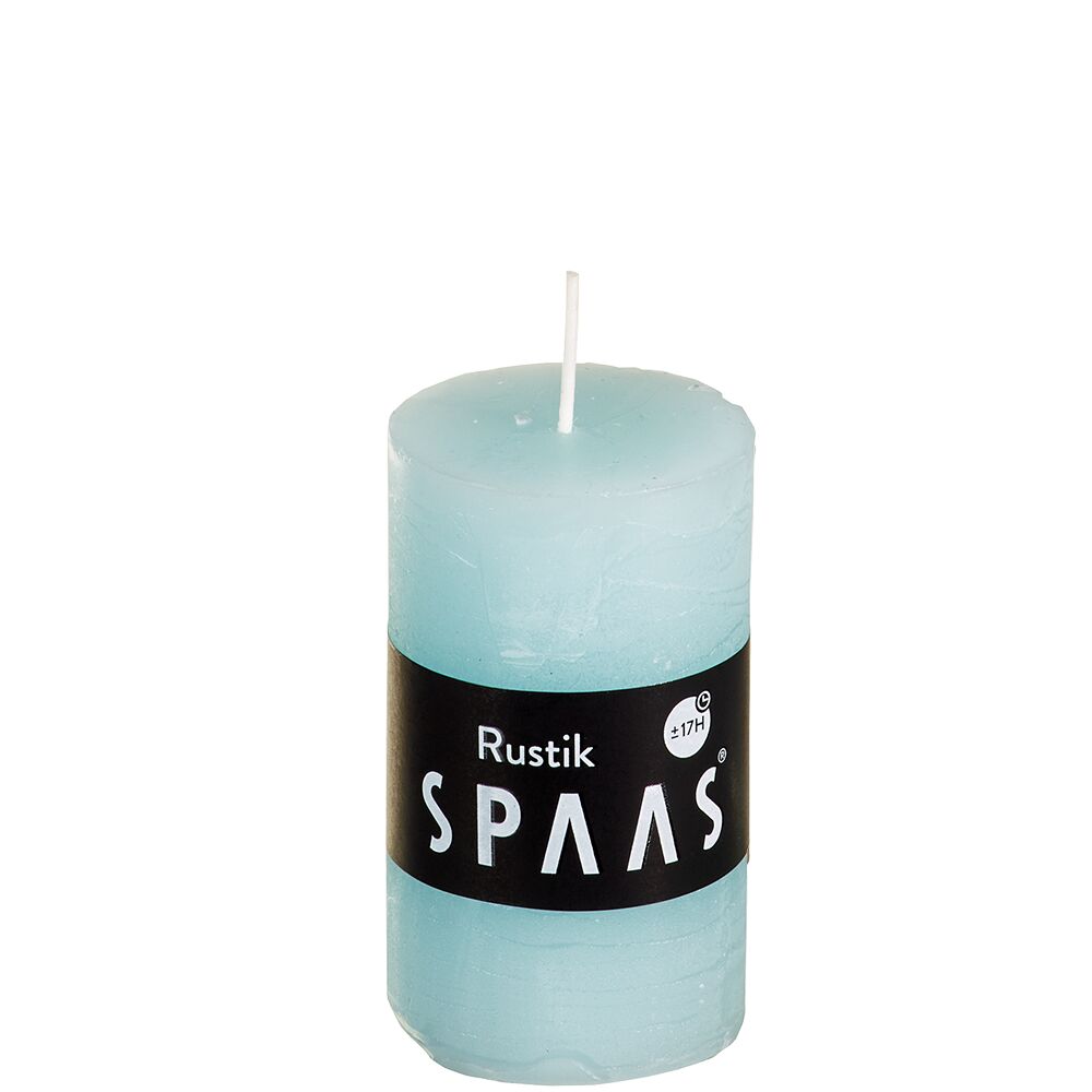 Stompkaars rustiek d5h8cm hemelsblauw - SPAAS Stompkaars rustiek d5h8cm hemelsblauw