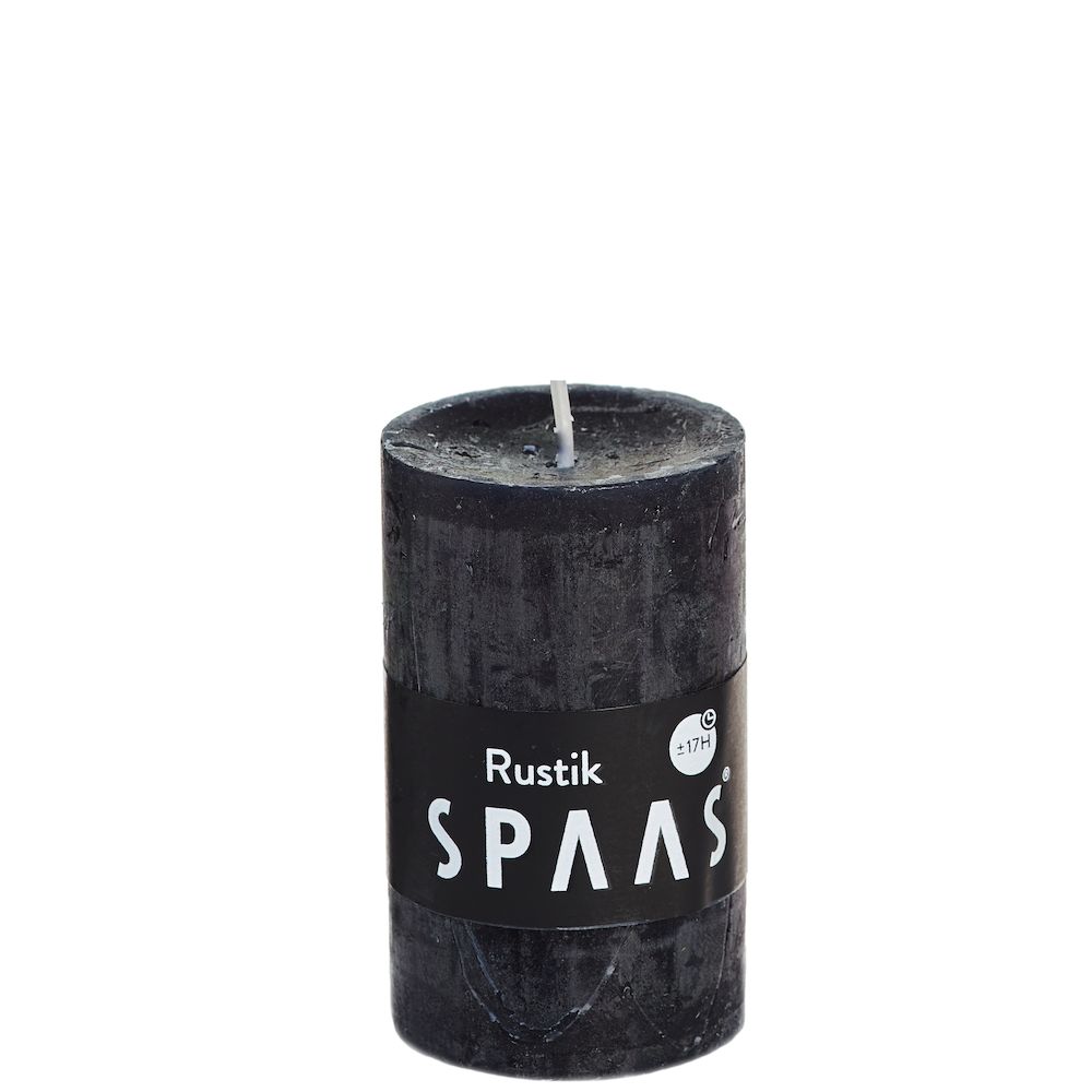Stompkaars rustiek d5h8cm zwart - SPAAS Stompkaars rustiek d5h8cm zwart