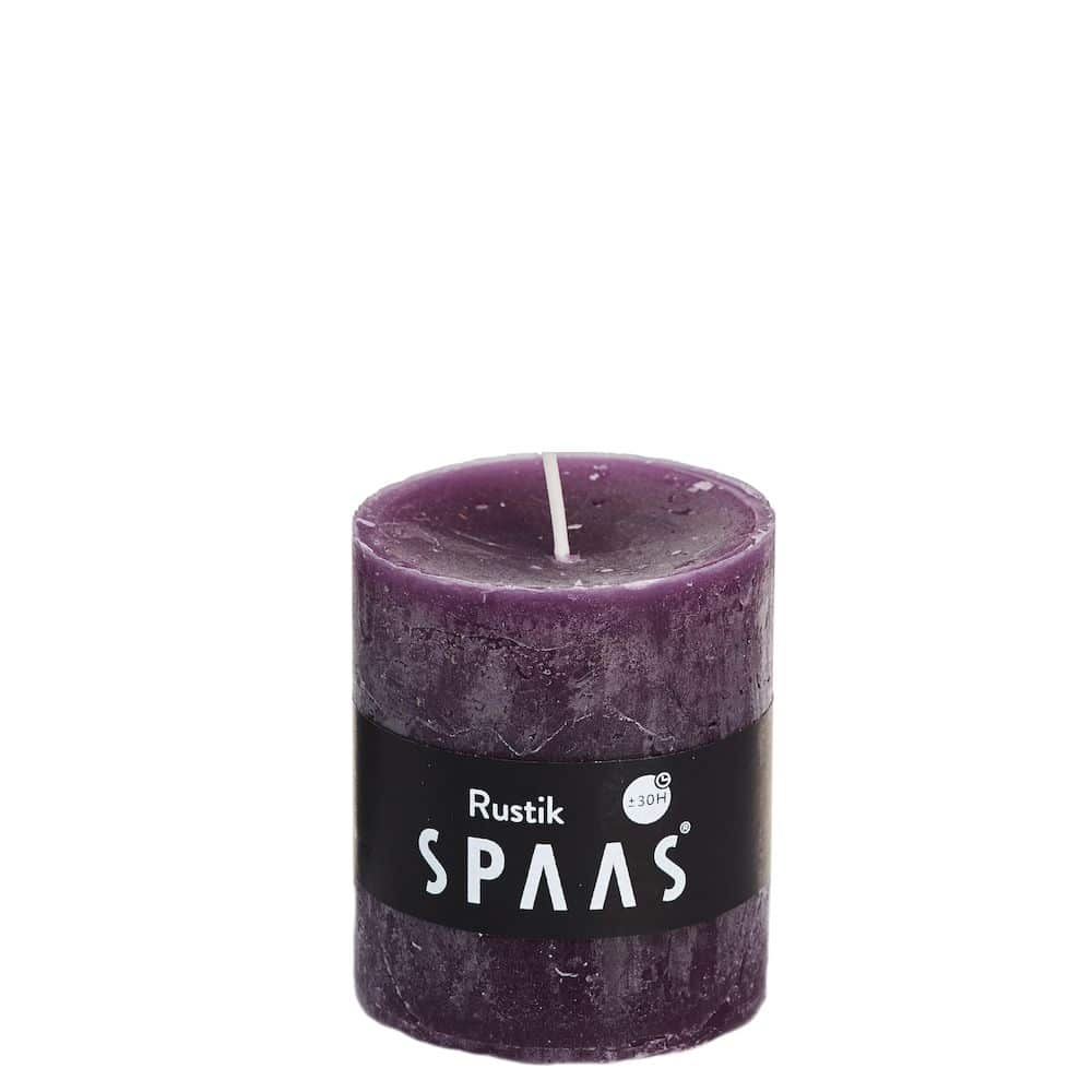 Stompkaars rustiek d7h8cm aubergine - SPAAS Stompkaars rustiek d7h8cm aubergine