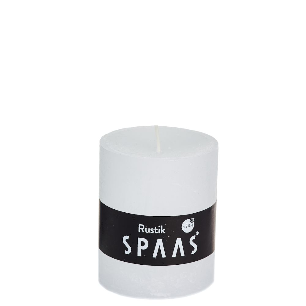 Stompkaars rustiek d7h8cm wit - SPAAS Stompkaars rustiek d7h8cm wit