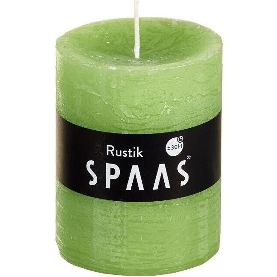 Stompkaars Rustiek Kalkgroen 70x80 mm - SPAAS Stompkaars Rustiek Kalkgroen 70x80 mm