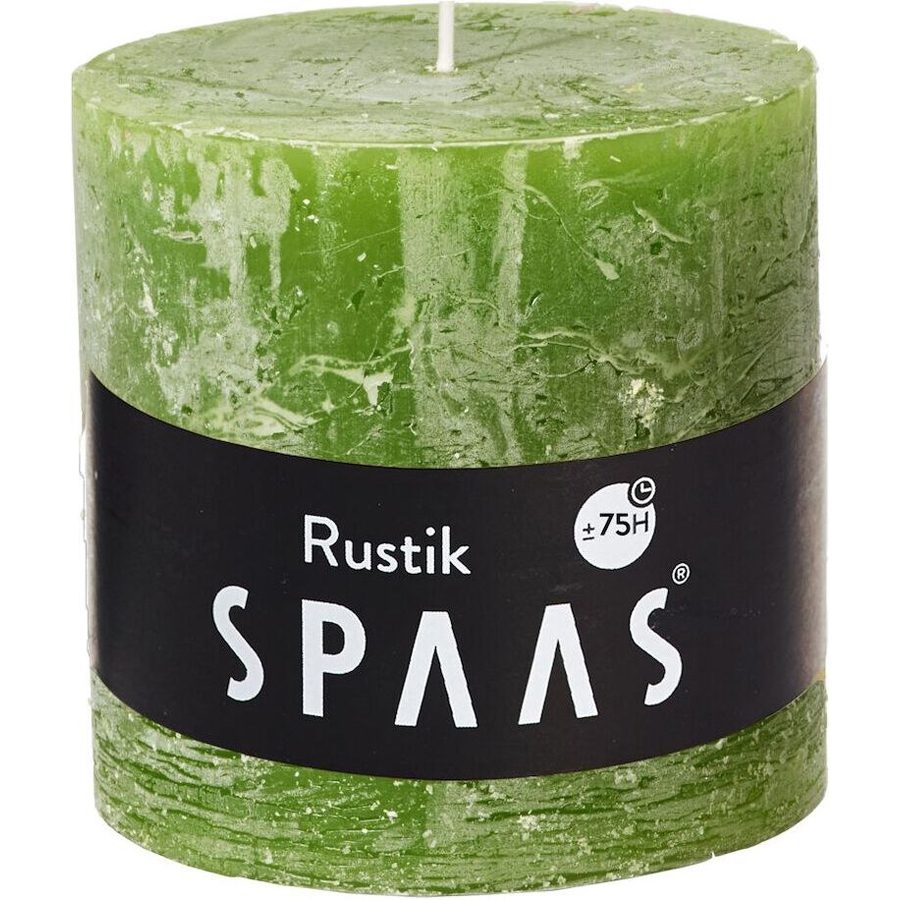 Stompkaars Rustiek Olijf 10x10cm - SPAAS Stompkaars Rustiek Olijf 10x10cm