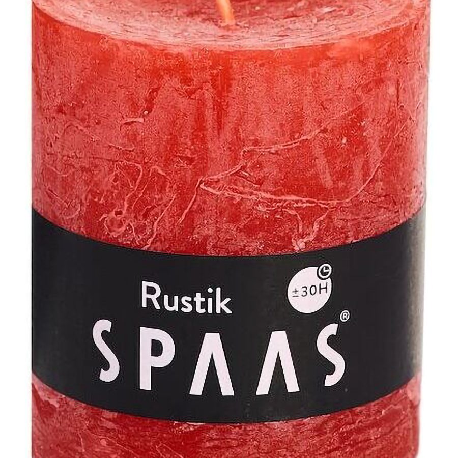 Stompkaars Rustiek Rood 7x8cm - SPAAS Stompkaars Rustiek Rood 7x8cm