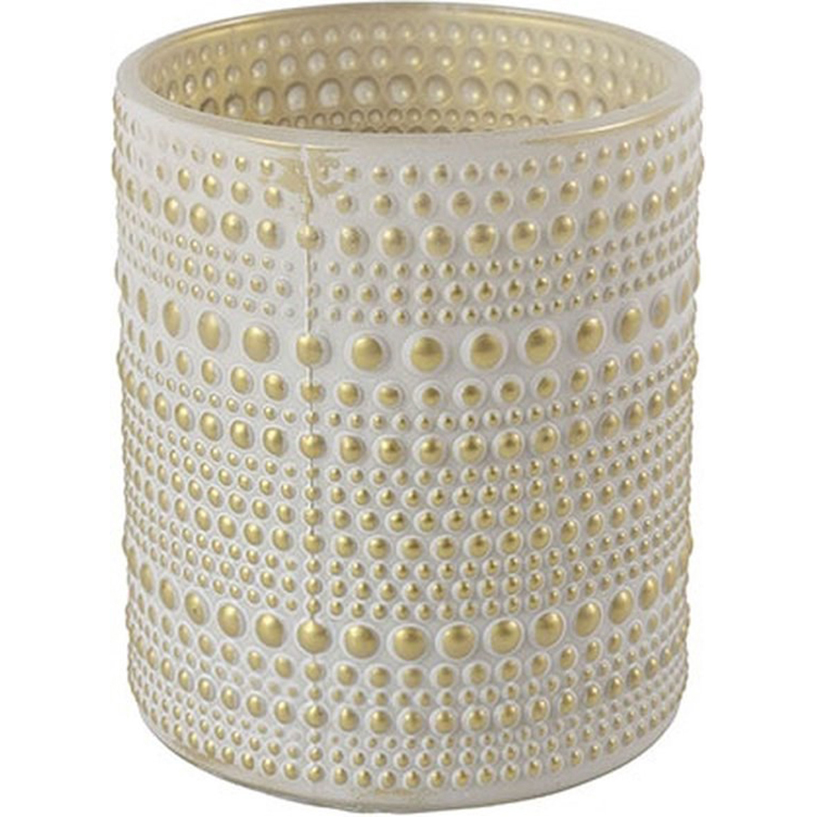 Theelichthouder Nelle Crème glas Goud Ø8x10cm - Countryfield Theelichthouder Nelle Crème glas Goud Ø8x10cm