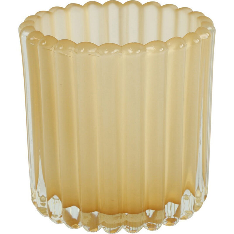 Theelichthouder Wave Lichtbruin glas 7x7x7cm