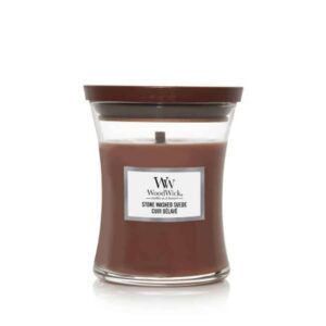 WoodWick Stone Washed Suede Medium Candle - Geurkaars in glas