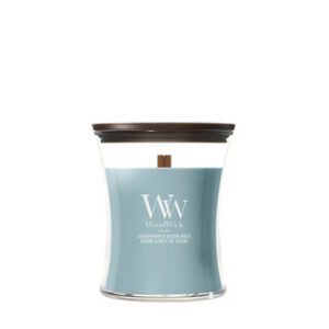 WoodWick Cedarwood & Ocean Moss Medium Candle blauw